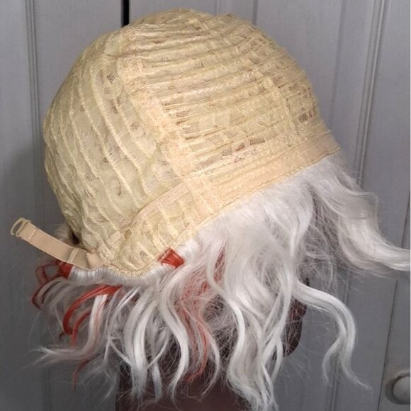 Ken Takakura Adult Wig Dandadan Okarun Anime Cosplay White Red Wavy Costume NEW - Picture 7 of 7